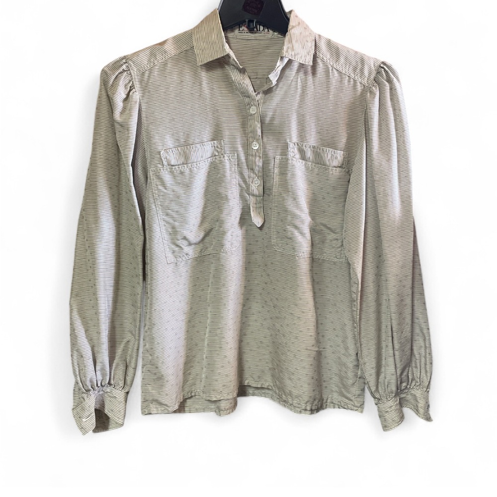 Escada Light Beige Button-Up Blouse Size Small